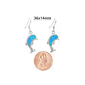 Opal Jumping Dolphin Dangle Earrings 925 Sterling 