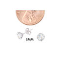 10k White Gold Earrings Round Clear CZ Prong Set C