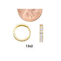 10k Yellow Gold Huggie Hoop Earrings Clear CZ Cubi