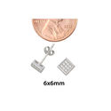 Sterling Silver Micropave Small Square Stud Earrin