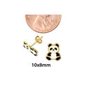 10k Yellow Gold Panda Bear Stud Earrings Hand Pain