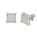 Sterling Silver Micropave Stud Earrings Kite Shape