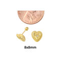 CZ Heart Stud Earrings 10k Yellow Gold Laser Cut w