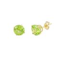 14k Yellow Gold Peridot Earrings Studs Round Baske