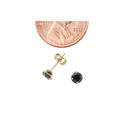 10k Yellow Gold Round Black CZ Stud Earrings Cubic