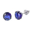 Sterling Silver Sapphire Cubic Zirconia Earrings S