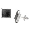 Screw Back Stud Earrings Sterling Silver Square Bl