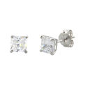 10k White Gold Square Stud Earrings Clear CZ Cubic