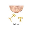 Letter T 10k Yellow Gold Initial Earrings Laser Cu