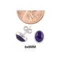 Purple Amethyst Stud Earrings Sterling Silver Gems