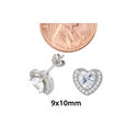 Sterling Silver Halo Cubic Zirconia Heart Stud Ear