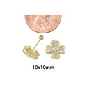 Four Leaf Clover Stud Earrings 10k Yellow Gold wit