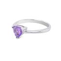 Sterling Silver Genuine Amethyst Gemstone Ring - T