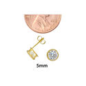 10k Yellow Gold Clear CZ Stud Earrings Round Bezel