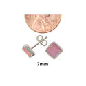 7mm Sterling Silver Square Rose Quartz Stud Earrin