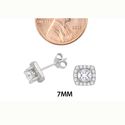 Stud Earrings Sterling Silver Pave White CZ Cubic 