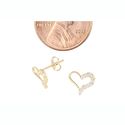 14k Yellow Gold Heart Stud Earrings 8mm x 9mm Micr