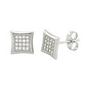 Sterling Silver Micropave Stud Earrings Kite Shape