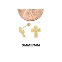 10k Yellow Gold Cross Stud Earrings Screwbacks Whi