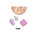 Pink Opal Gemstone Earrings Studs Sterling Silver 