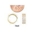 10k Yellow Gold Huggie Hoop Earrings Two Row CZ Cu