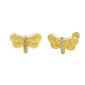 10k Yellow Gold Dragonfly Screwback Earrings 7x12