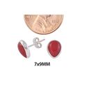 Red Coral Stud Earrings Gemstone .925 Sterling Sil