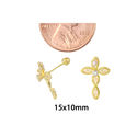 CZ Cross Stud Earrings 10k Yellow Gold with Screwb