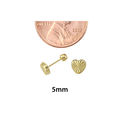 Heart Stud Earrings 10k Yellow Gold Laser Cut with