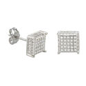 Sterling Silver Micropave Stud Earrings Clear 3d S