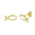 10k Yellow Gold Christian Fish Symbol Stud Earring