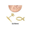 10k Yellow Gold Christian Fish Symbol Stud Earring