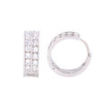 Hoop Earrings CZ Huggies Sterling Silver 2 Row Cub