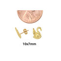 Swan Stud Earrings 10k Yellow Gold with Pushbacks 