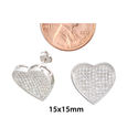 Sterling Silver Large Heart Earrings Micropave Stu