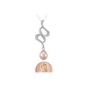 Pink Pearl Swirl Design Necklace White CZ .925 Ste