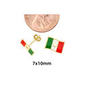 10k Yellow Gold Mexican Flag Stud Earrings Hand Pa