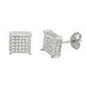 Sterling Silver Micropave Stud Earrings Clear 3d S