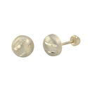 10k White Gold Half Ball Screwback Stud Earrings M