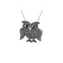 Marcasite Owl Necklace 18" .925 Sterling Silver