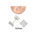 Sterling Silver Micropave Stud Earrings 7mm Kite S