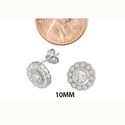 Flower Petal Stud Earrings Sterling Silver Pave Wh