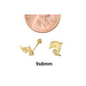 Dolphin with CZ Ball Stud Earrings 10k Yellow Gold