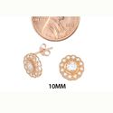 Flower Petal Stud Earrings Rose Gold Plated Pave W