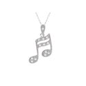 Sterling Silver Music Note Pendant Necklace White 