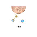 10k Yellow Gold Round Blue Topaz CZ Stud Earrings 