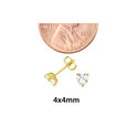 10k Yellow Gold Clear CZ Heart Stud Earrings with 