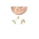 Dolphin Earrings 10k Yellow Gold Studs Screwback 7