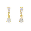 10k Yellow Gold Dangle Earrings Teardrop Cubic Zir