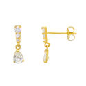 10k Yellow Gold Dangle Earrings Teardrop Cubic Zir